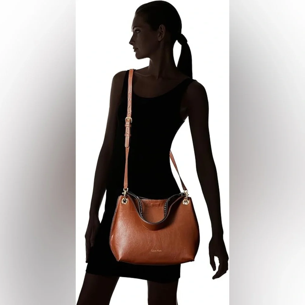 Calvin Klein brown tote purse double strap shoulder bag or crossbody wristlet